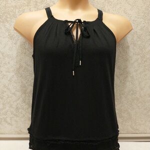 White House Black Market Black Crochet Trim Top